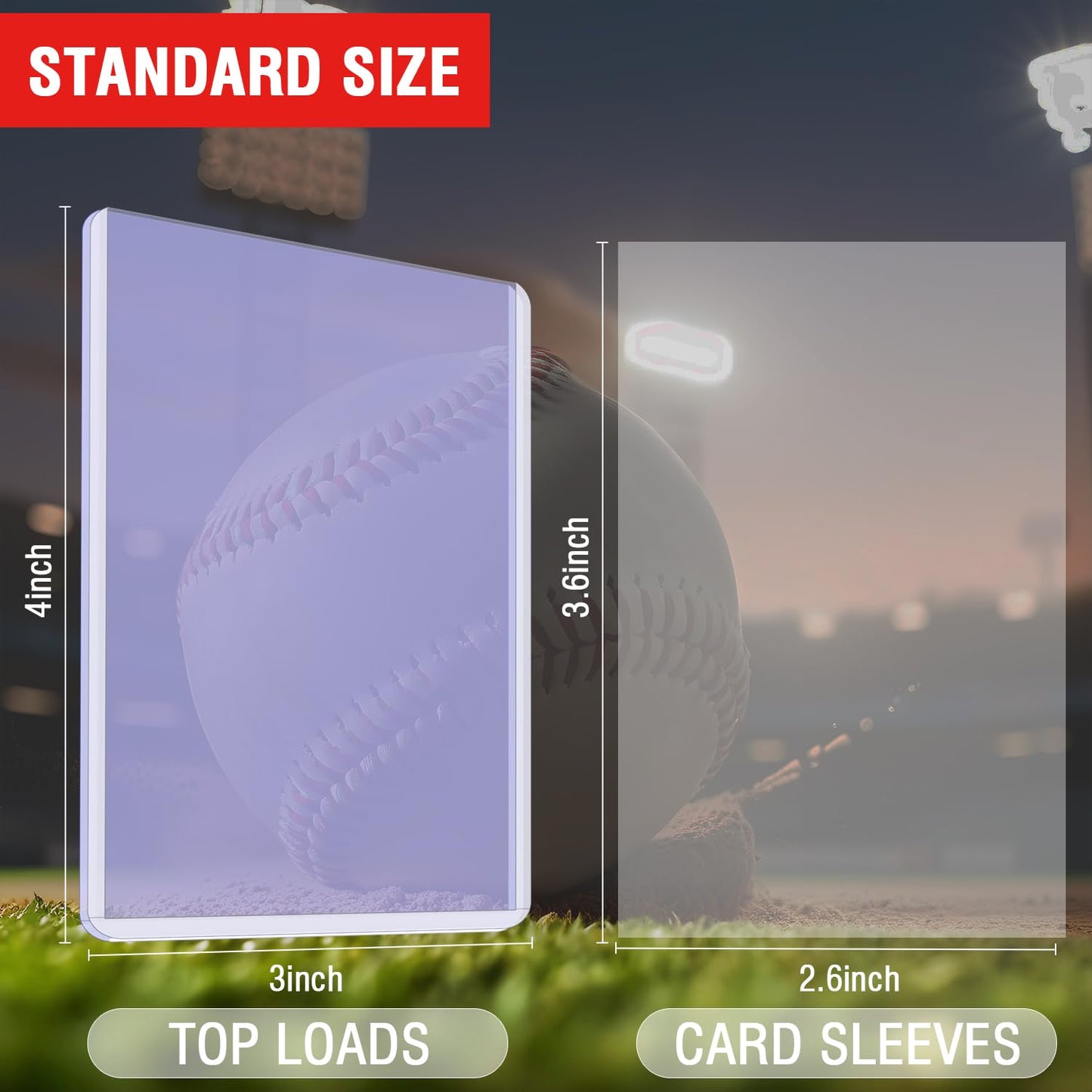 1000 Trading Cards Sleeves Top Loads  3X4 Baseball Card Protectors Hard Plastic  Toploads Binder Penny Sleeves for Sports Football Game (500 Hard Loads + 500 Soft Sleeves)