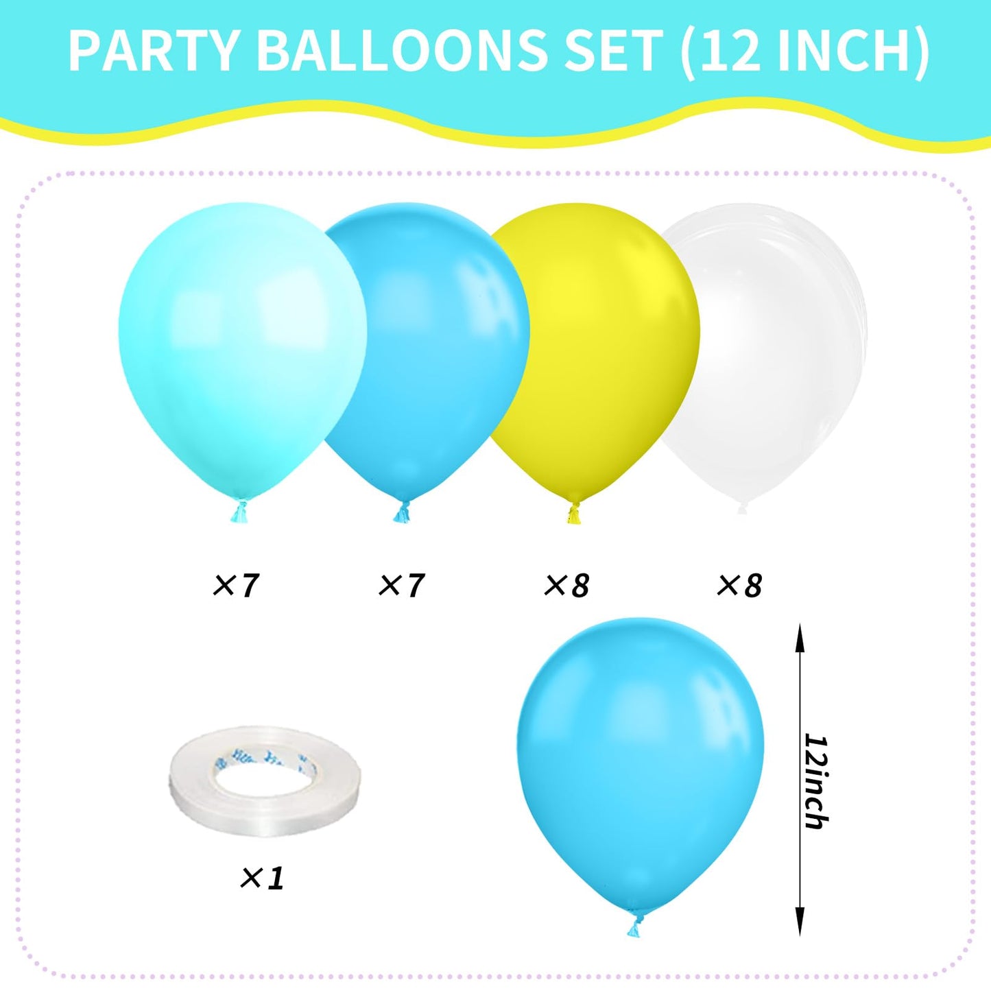 Cartoon Sponge Balloons,Sponge Party Decorations,Sponge Theme Balloon Yellow Blue Teal Clear Balloon For Boy Girls Cartoon Spong