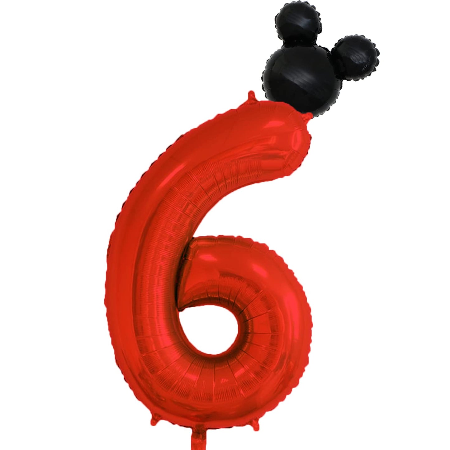 40 Inch Red Number 6 Balloon & Mini Mouse Head Balloon, 6Th Birthday Party Decoration Balloons, Cartoon Mouse Birthday Party Sup