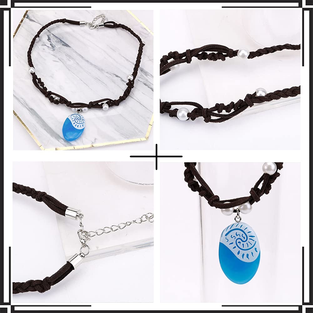 MBVBN Moana Necklace, Pendant Necklace for Princess Moana Cosplay with Hawaii Flowers Hair Clip Halloween Costume Halloween Part