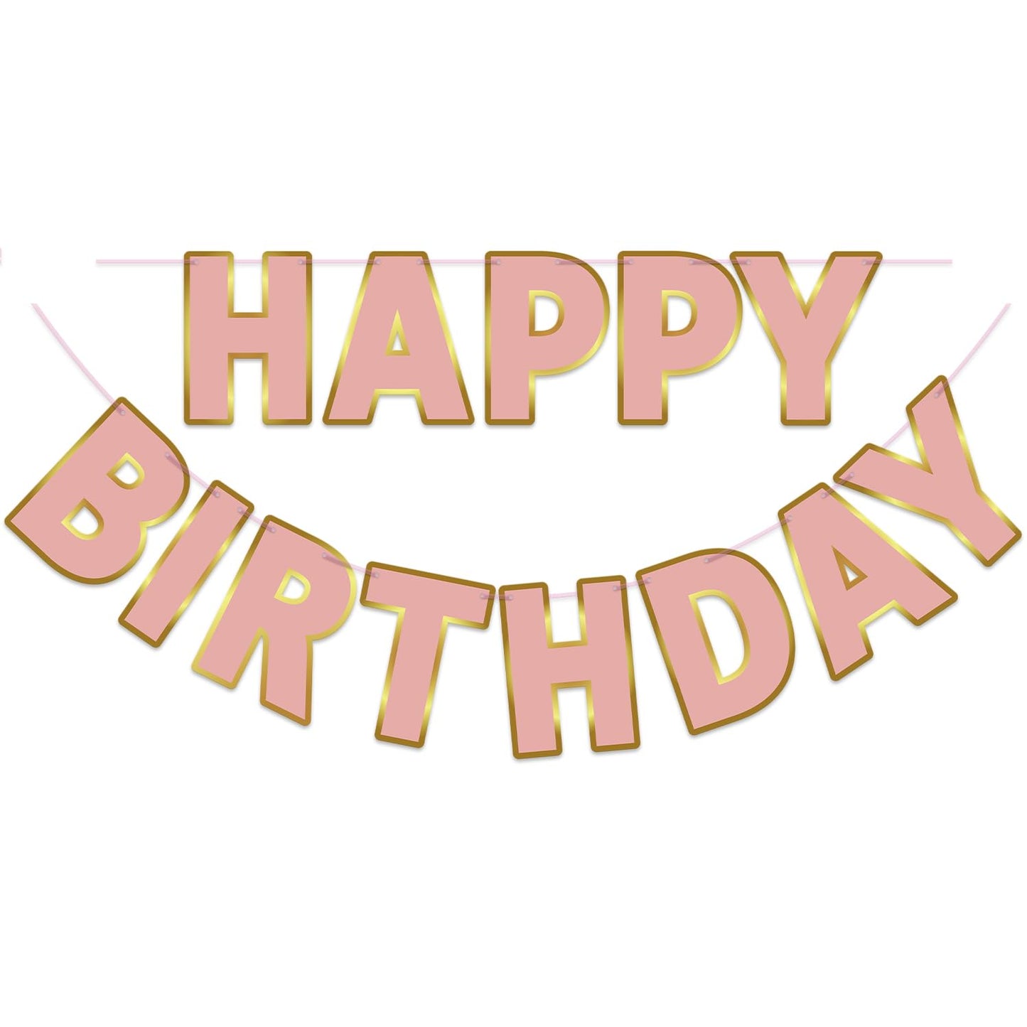 Litaus, Rose Gold Happy Birthday Banner - Pre-Strung, 9 Ft, No Diy | Birthday Decorations | Happy Birthday Sign For Birthday Dec