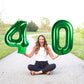 40 Inch Dark Green Number 0 Balloon Large Giant Jumbo Digit Mylar Foil Helium For 10 20 30 40 50 60 70 80 Birthday 2025 Party De