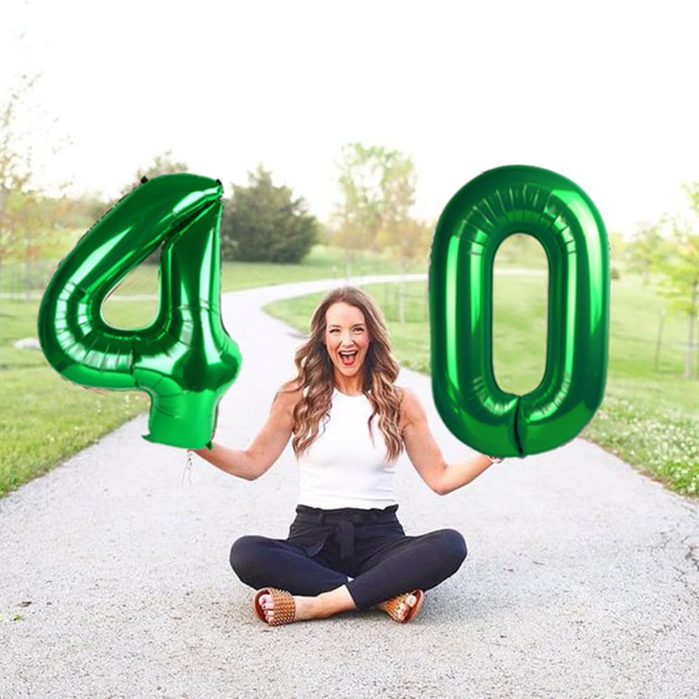 40 Inch Dark Green Number 0 Balloon Large Giant Jumbo Digit Mylar Foil Helium For 10 20 30 40 50 60 70 80 Birthday 2025 Party De