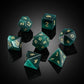 DNDND Cat's Eye Gemstone Dice, 7 PCS Green Stone Dice with Grogeous Gift Case for DND Dungeons and Dragon Tabletop Game (Green C