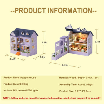 Cuteroom Dollhouse Miniature With Furniture, Diy Wooden Dollhouse Kit Plus Led Lights, Creative Room For Valentine'S Day Gift Idea (D032)