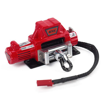 INJORA Metal Automatic Winch Wireless Remote Controller System for 1:10 RC Crawler Car Axial SCX10 90046 TRX4 Redcat (Red)