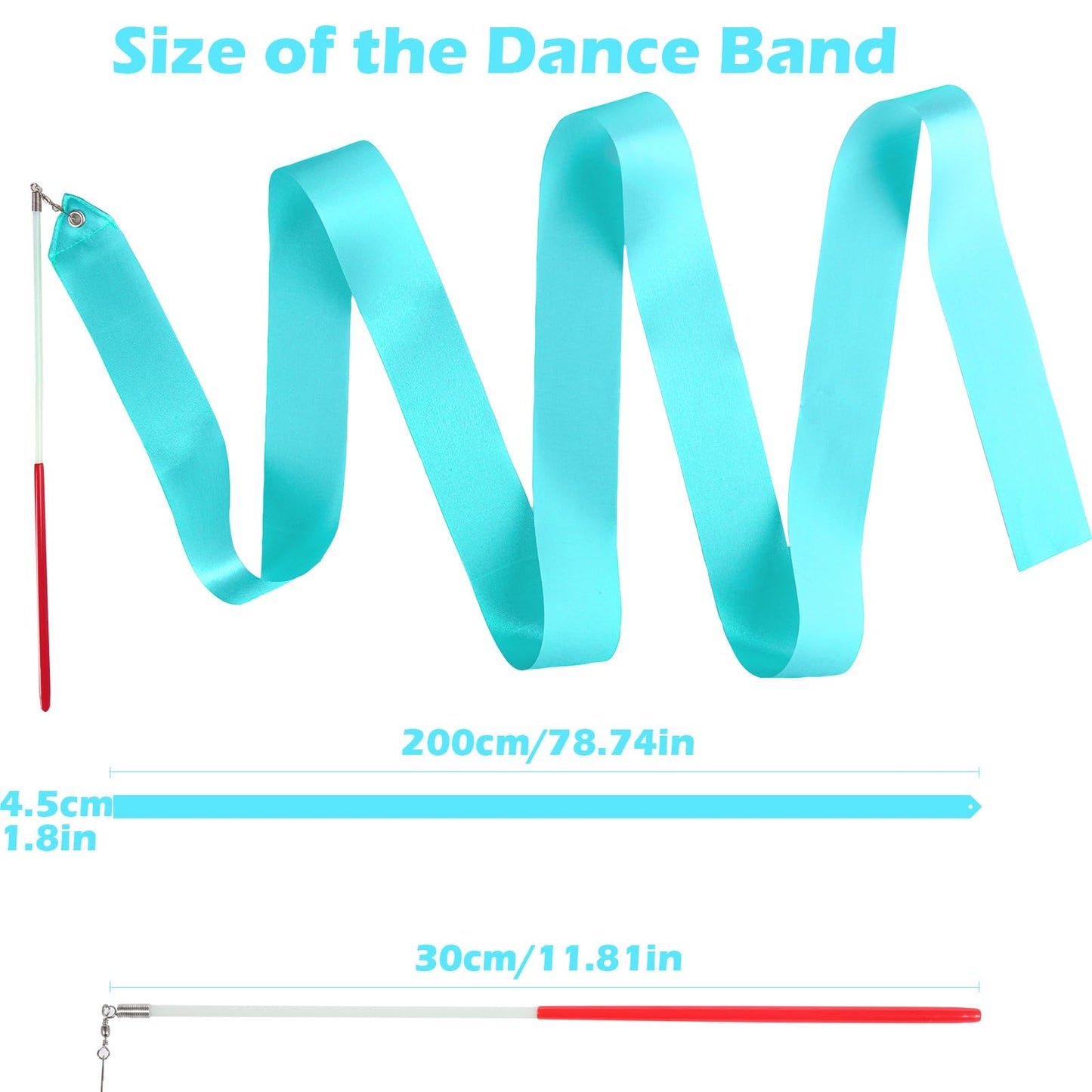 Hiunicorn 12Pcs Mint Green Dance Ribbons For Kids Rhythmic Gymnastics Birthday Party Favors Decoration, Ribbon Baton Twirling Sticks Silks Streamers Wands For Girls