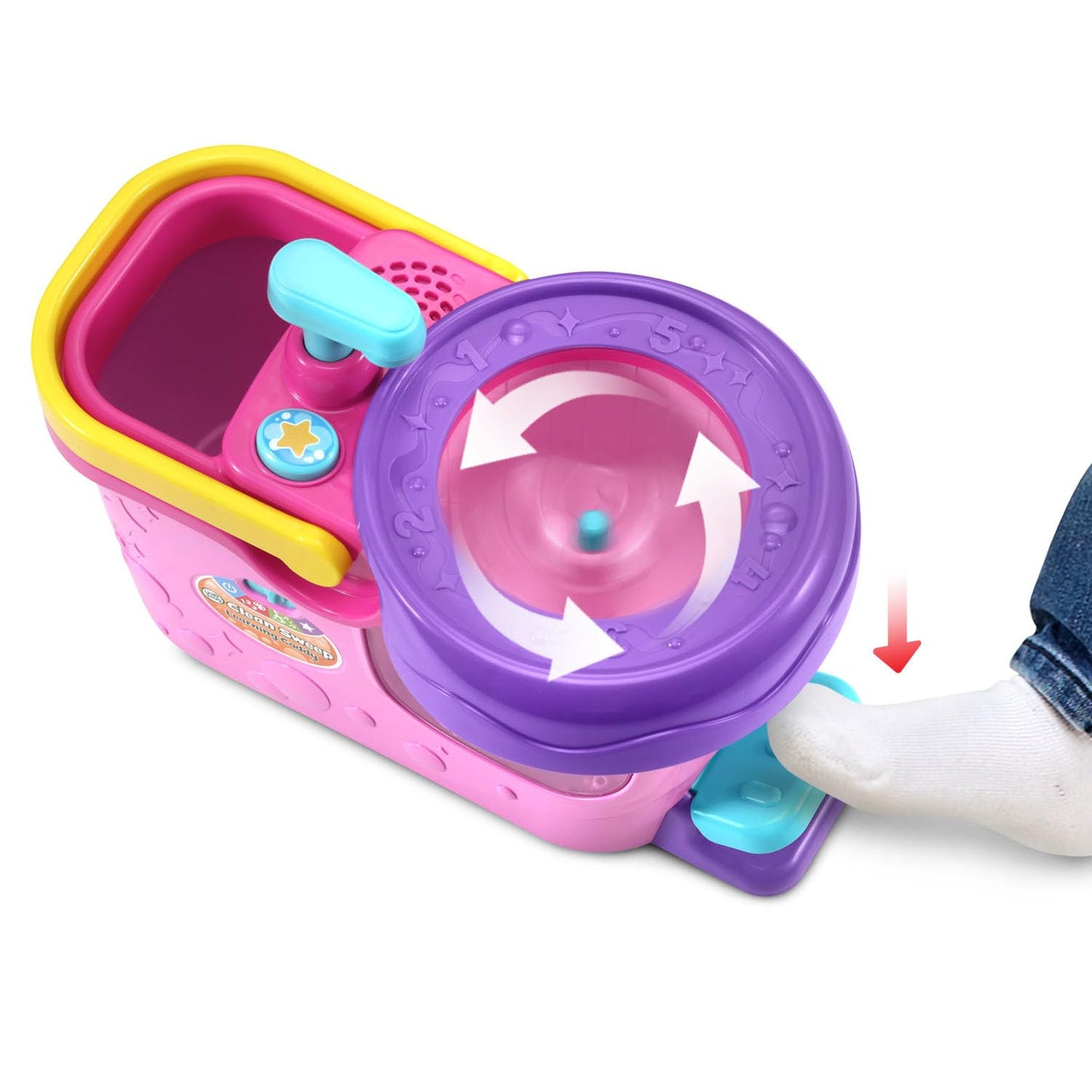 LeapFrog Clean Sweep Caddy - Kids Mop & Broom Set, Pink, Ages 3-5, Plastic, Model 80-615835
