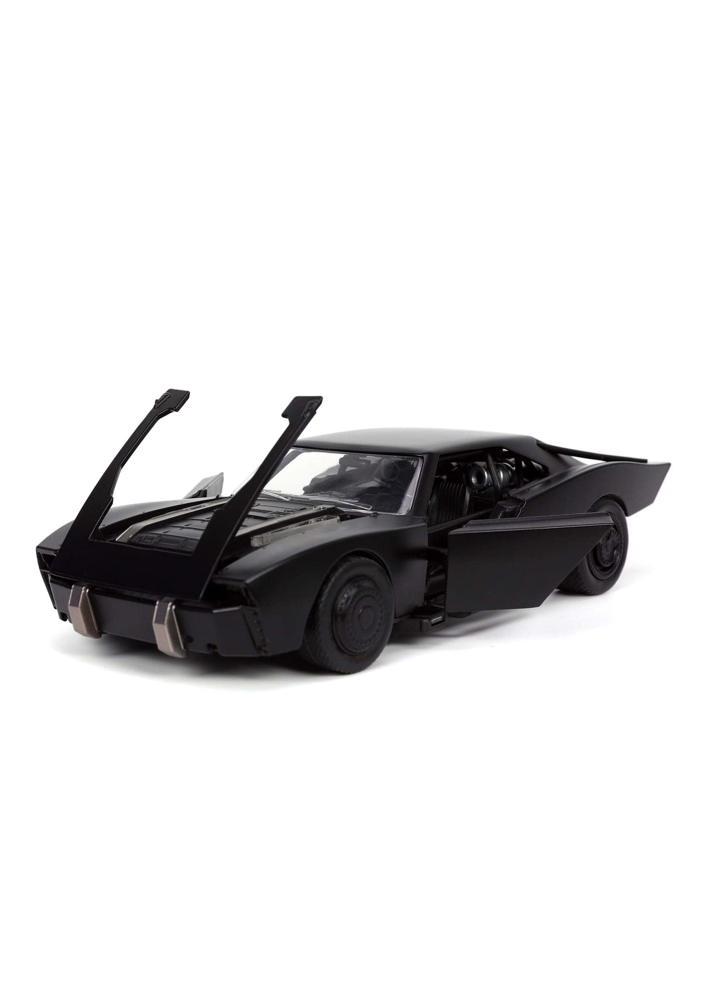 Dc Comics 1:24 The Batman Batmobile Die-Cast Car W/ 2.75' Batman Figure, Toys For Kids And Adults,Black/Silver