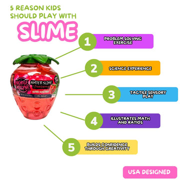 COMPOUND KINGS Strawberry Scented Water Slime 15oz - Non-Sticky Sensory Toy for Kids, Stress Relief Party Favor, Birthday Gift, Classroom Prize