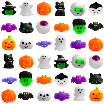 Waybla Halloween Squishies Toys - 36 PCS Cute Mochi Stress Relievers, Small Silicone Halloween Party Favors, WB-Halloween-MC01-36