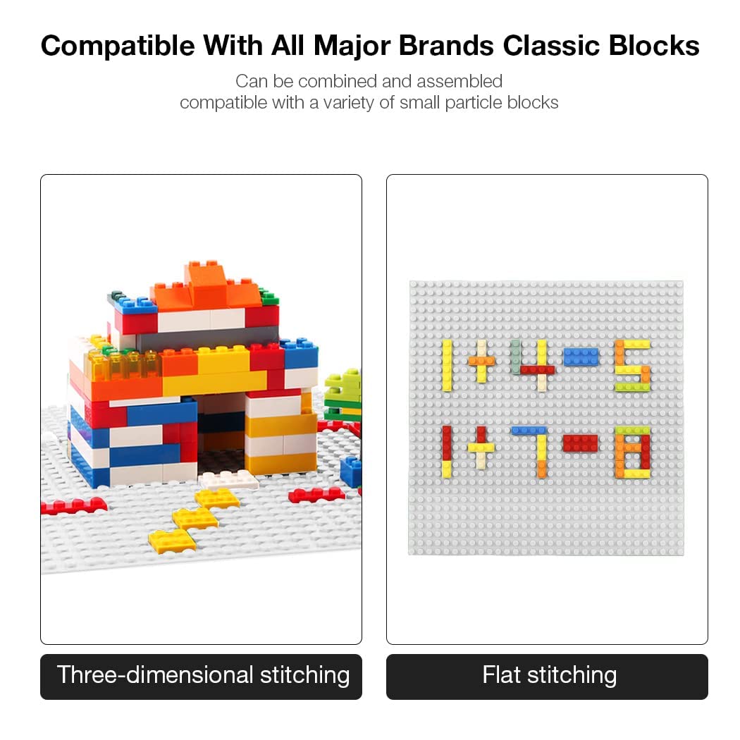 Unirolic 8 Pack Classic Baseplates 10' X 10' Sturdiness Building Platforms -100% Compatible With All Major Brands Building Bricks, Suitable For Kids And Adults As A Gift -White