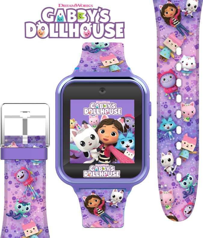 Accutime Kids Gabby'S Doll House Purple Educational Touchscreen Smart Watch Toy For Girls, Boys, Toddlers - Selfie Cam, Learning Games, Alarm, Calculator, Pedometer & More (Model: Gab4007Az)