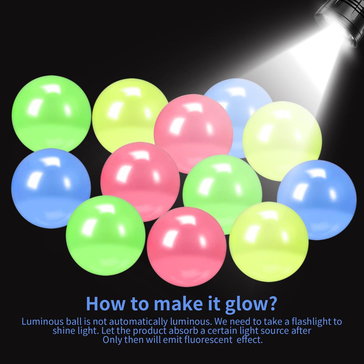 12 Pack Glow In The Dark Sticky Balls, Party Favors Fidget Toys Stress Balls For Kids And Adults, Lumi Balls Toys,Ceiling Balls,Sensory Balls,Dream Balls