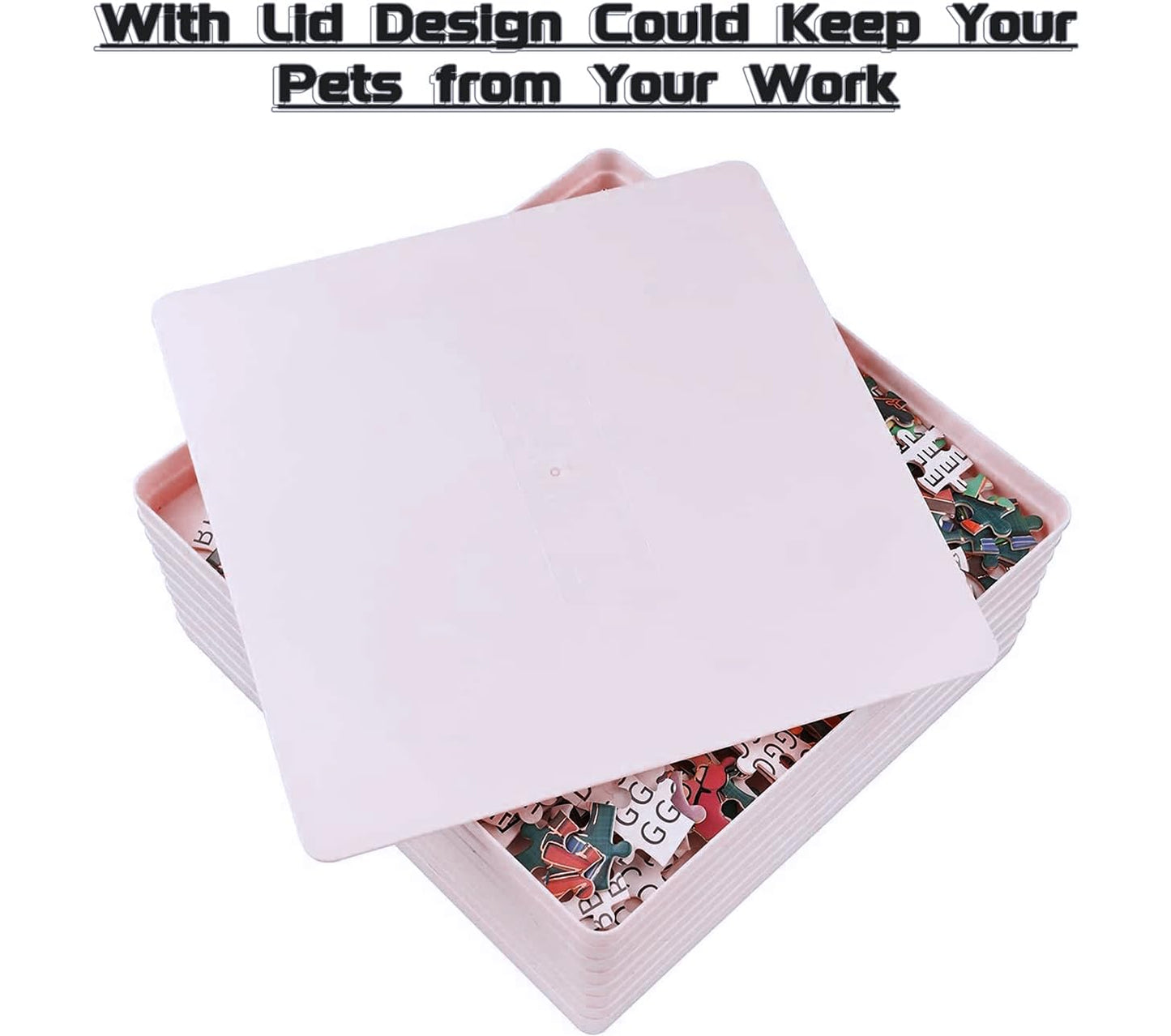 8 Puzzle Sorting Trays With Lid 8X8 Premiunm Puzzle Trays For Puzzle Lovers For Puzzles Up To 1000-1500 Pieces,Puzzle Tray, Convenient Tool For Puzzle Lovers (White)
