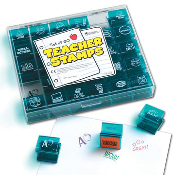 Learning Resources Jumbo Illustrated Teacher Stamps, Set of 30, Ages 3+, Messages Stamps for Homework School Classroom, Back to