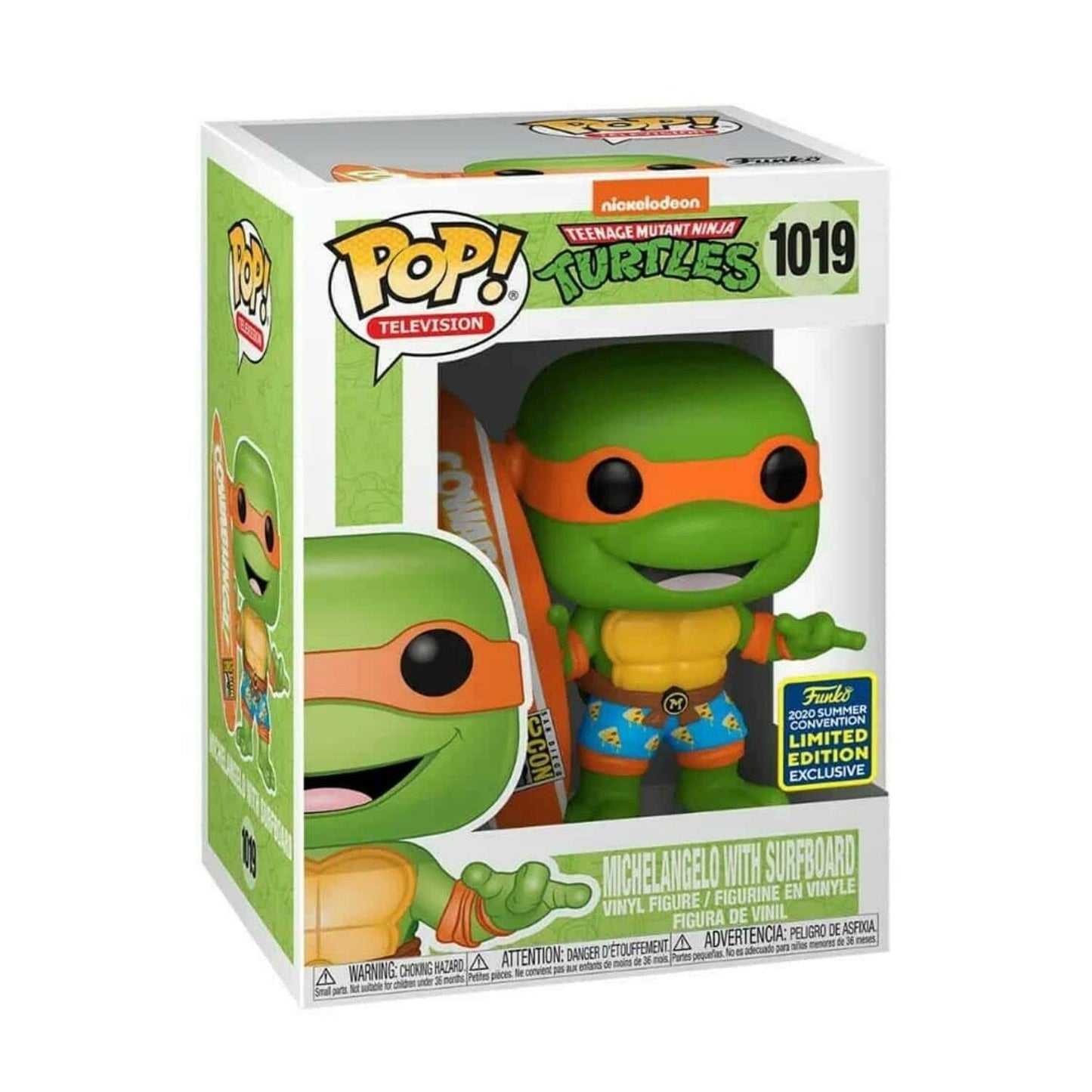 Funko Pop! Television #1019 Tmnt Michelangelo With Surfboard (Sdcc 2020 Exclusive)