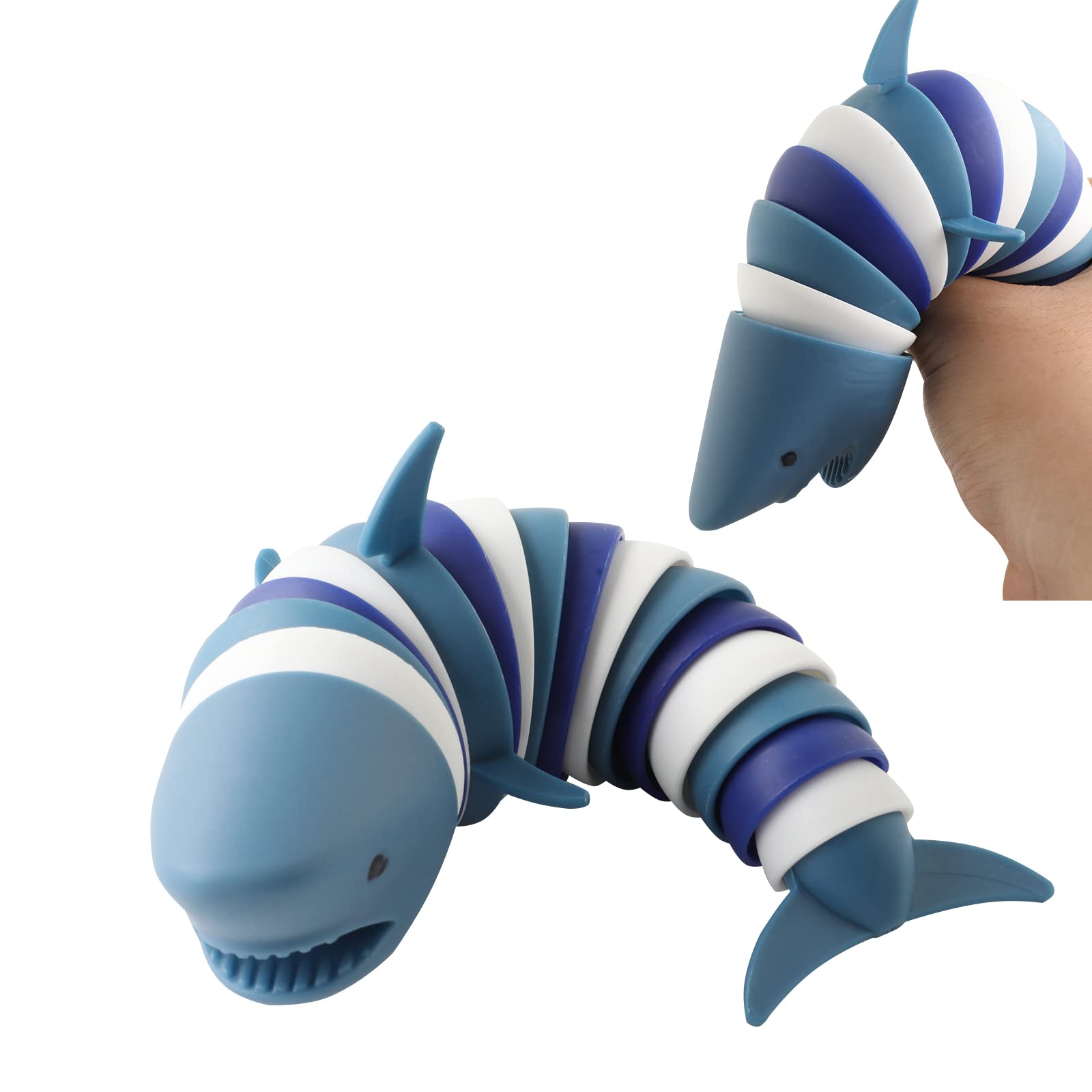 Fidget Slug Toy,3D Articulated Stretch Shark Stress Reliever Hand Toy, Sensory Stress Relief Toys for Adults and Kids, Pressure Relieving and Anti-Anxiety Office Desk Toys(Multi-Color) -Like New