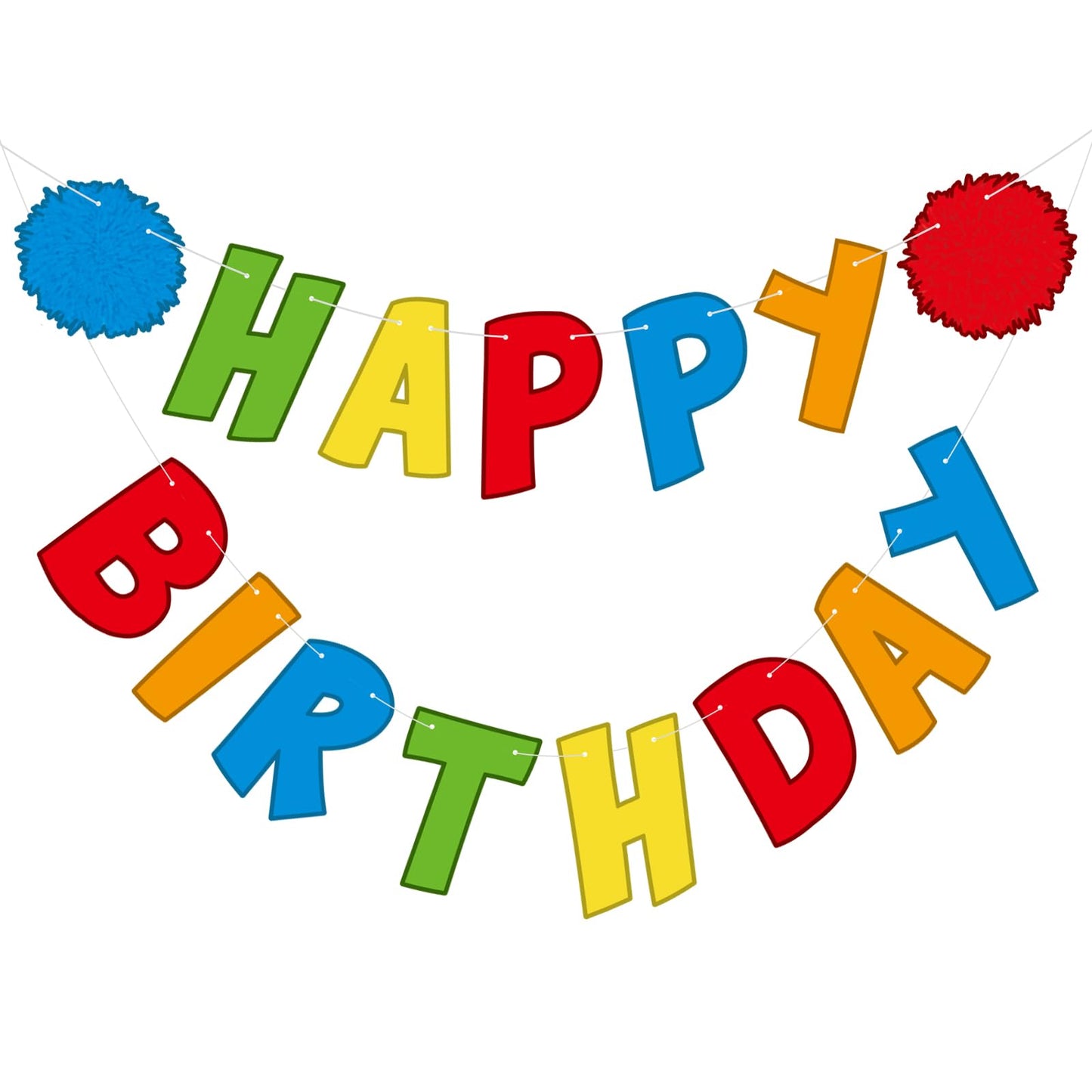 Breling Friend Birthday Banner for Street Theme Pre-strung Birthday Party Cartoon Hanging Decorations for Boys Girls Friend(Colo