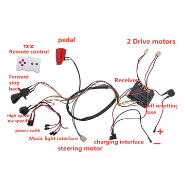 12 Volt Children Electric Car DIY Modified Wires and Switch Kit,with 2.4G Bluetooth Remote Control and Receiver,for Children Ele