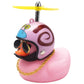 Wonuu Pink Duck Car Dashboard Decorations Rubber Duck Car Ornaments Cool Duck With Propeller Helmet Sunglasses Gold Chain (Snail)