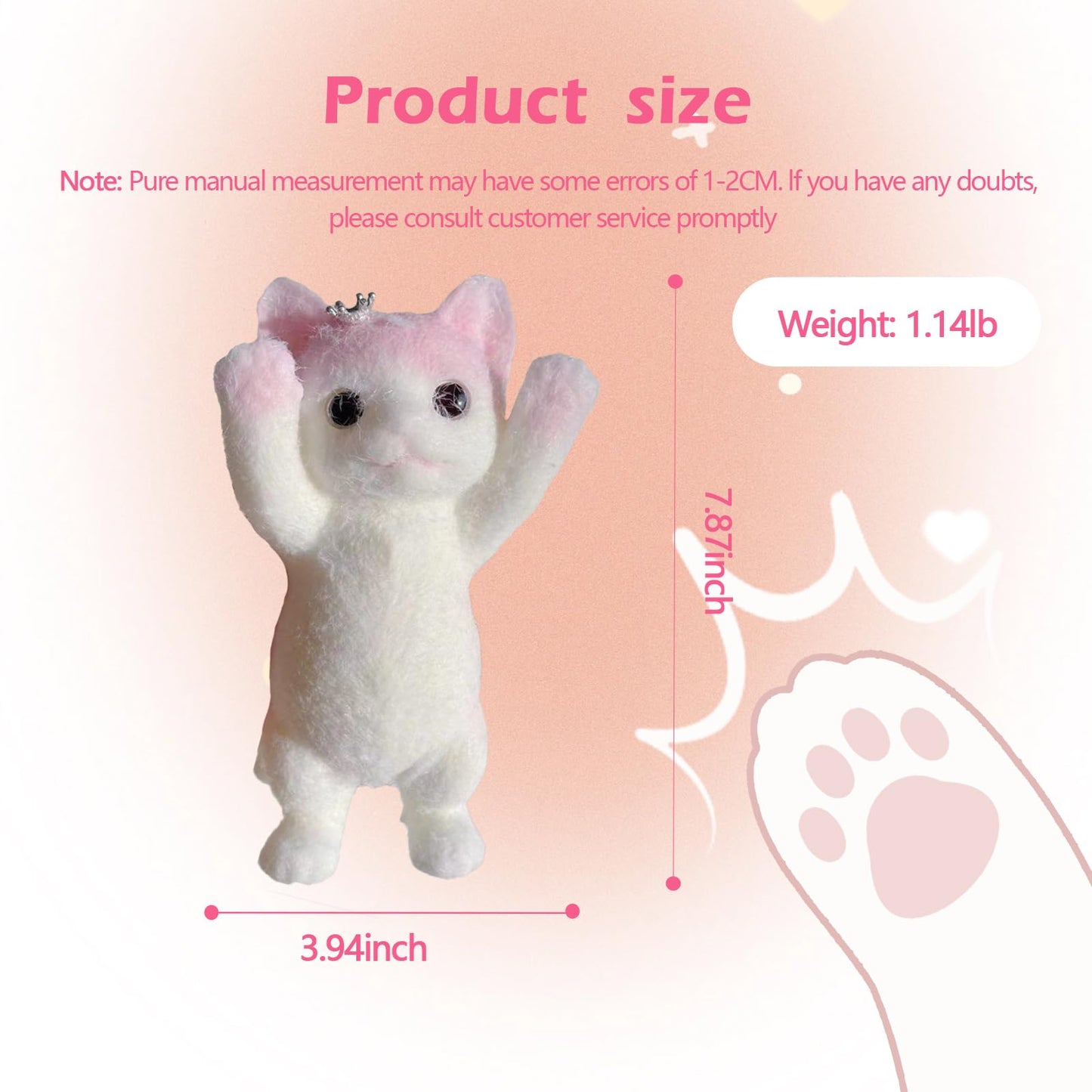 Taba Giant Cat Squishy for Kids Adults, Big Furry Cat Squishy Toys for Stress Relief, Super Soft Squeeze Fidget Toy (Hands up ca