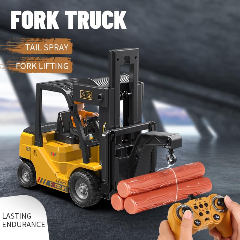 Mscredse Remote Control Forklift Cranes 6 Channel 2 Mode RC Forklift Truck with Spray Sound and Lights Construction Toys 2.4Ghz
