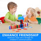 OBTANIM 600 Pcs Colorful Wooden Domino Blocks Set - Educational Stacking Games for Kids, Multicolor