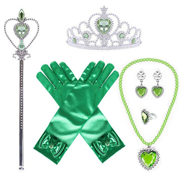 Princess Tiana Costume Dress Up Accessories For Girls Tiana Cosplay Accessories Christmas Gifts Set Tiana Gloves Tiara Crown Nec
