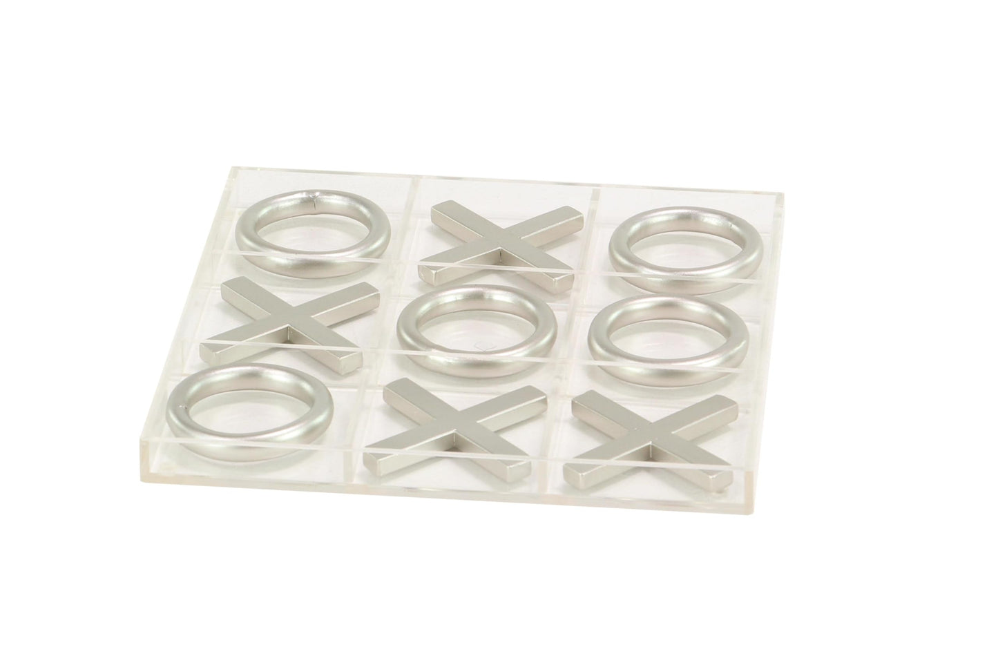 Deco 79 Metal Tic Tac Toe Game Set With Silver Pieces, 12' X 1' X 12', Silver