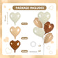 TONIFUL 30Pcs 18 Inch Cream White Heart Balloons Light Brown Coffee Heart Shape Foil Balloons Decoration for Birthday Valentine