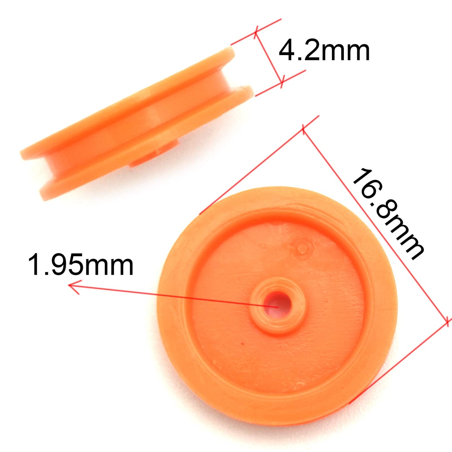 EUDAX 100 Pcs 2mm Hole Orange Plastic Belt Pulley for DIY RC Toy Car Airplane