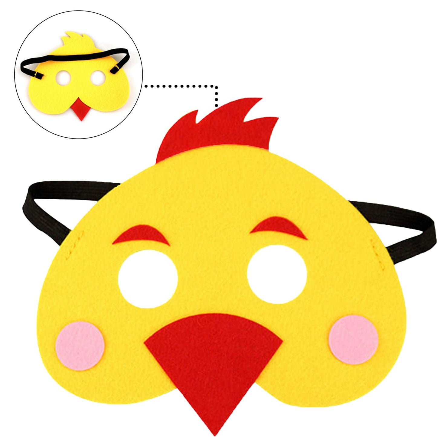 Jtnohx Felt Animal Masks, 10 Pcs Halloween Mask, Animal Costume For Birthday Party Supplies (Chicken Mask)