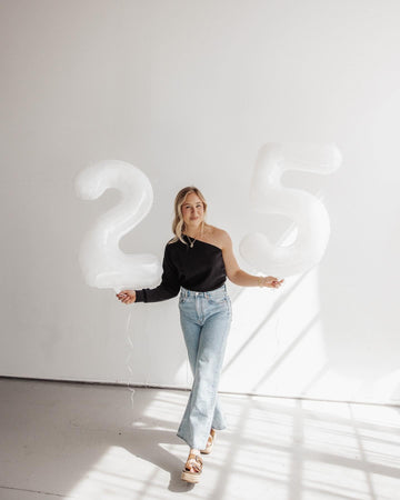 White 5 Balloon, Translucent Number Balloons 40 Inch, 5Th Birthday Balloon Decorations, White Party Supplies, 5 Number Balloons,