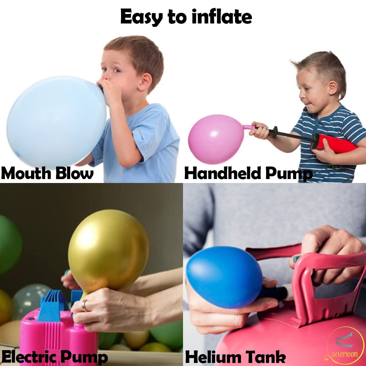 AFTERLOON Biodegradable Balloons 24 pcs Sand White 12 Inch, Matte Color Thickened Extra Strong Latex Helium Float, Multicolor Co