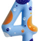 ElekFX Blue Dog Paw Birthday Candles, Number 4 Paw Print Birthday Party Supplies, 2.76 inch Paw Cake Topper Decorations, Birthda