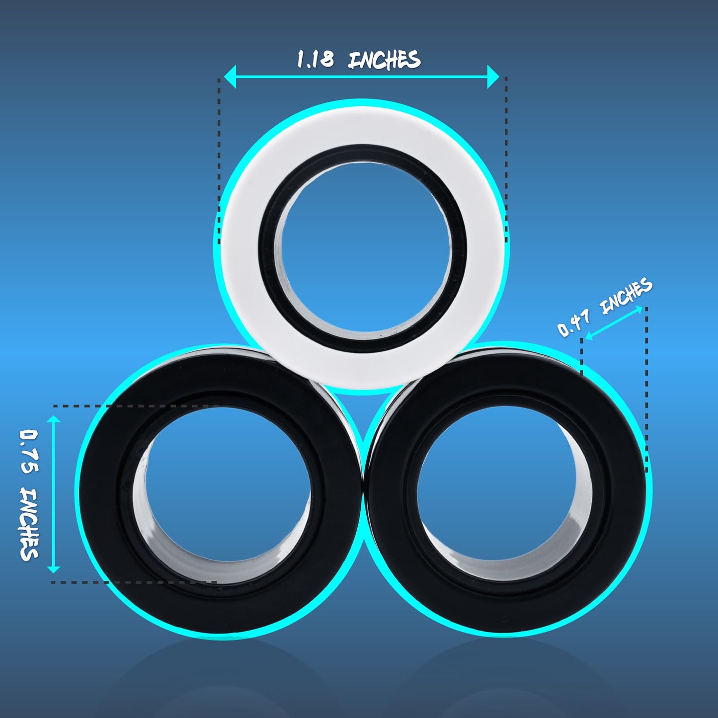 Cevioce 6 Pcs Magnetic Ring Fidget Toys Set,Easter Basket Stuffers Finger Spinner Pack For Teens Adults And Kids,Coolest Magnet