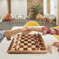 Chess Armory Wooden Chess Set - 17" Walnut Chess Board for Adults & Kids, Ivory Color, Includes Extra Queen Pieces & Storage Box