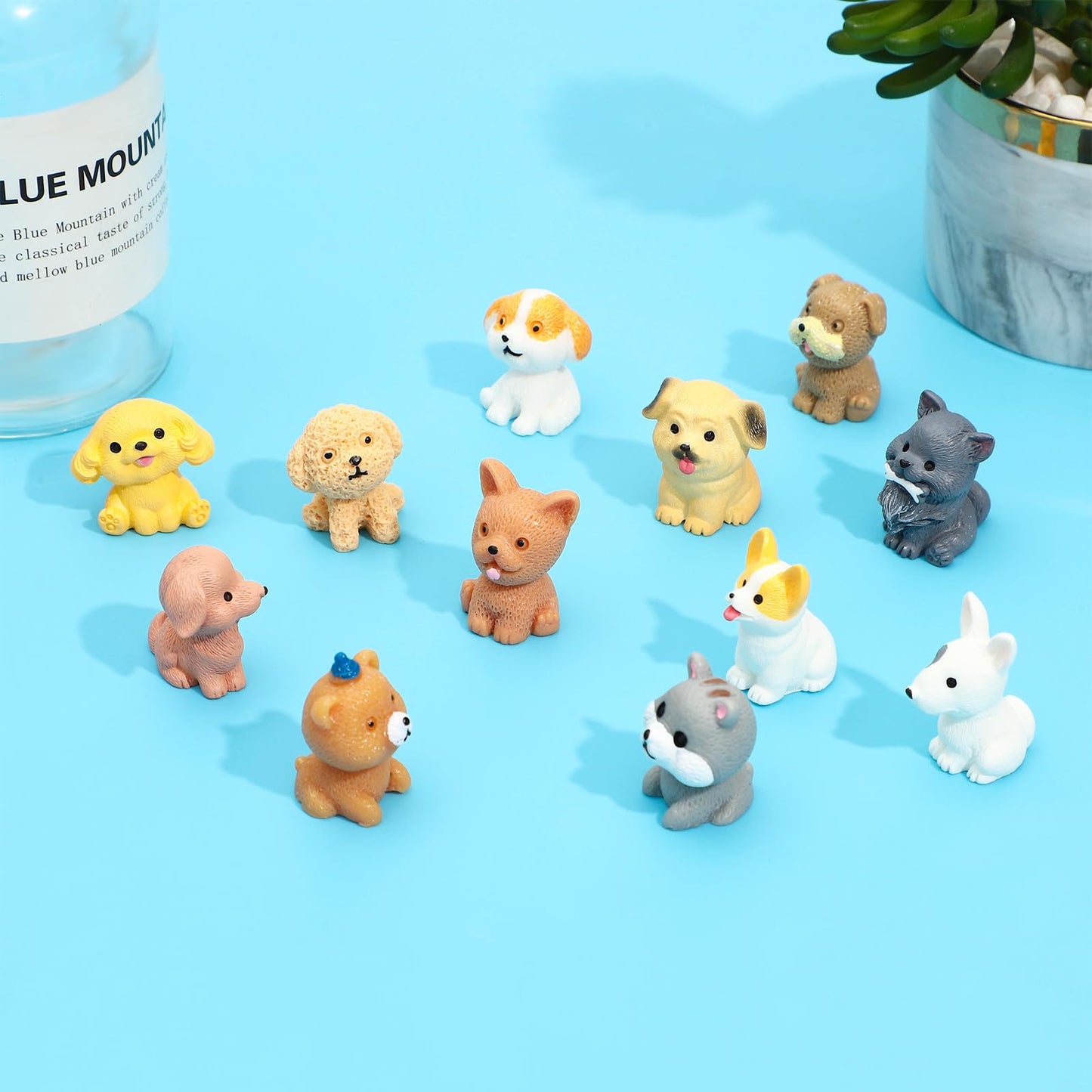 Onest 24 Pieces Mini Dog Figurines Playset Hand Painted Tiny Dogs Realistic Detailed Plastic Puppy Figures Toys Small Dog Figurines For Kids Adults