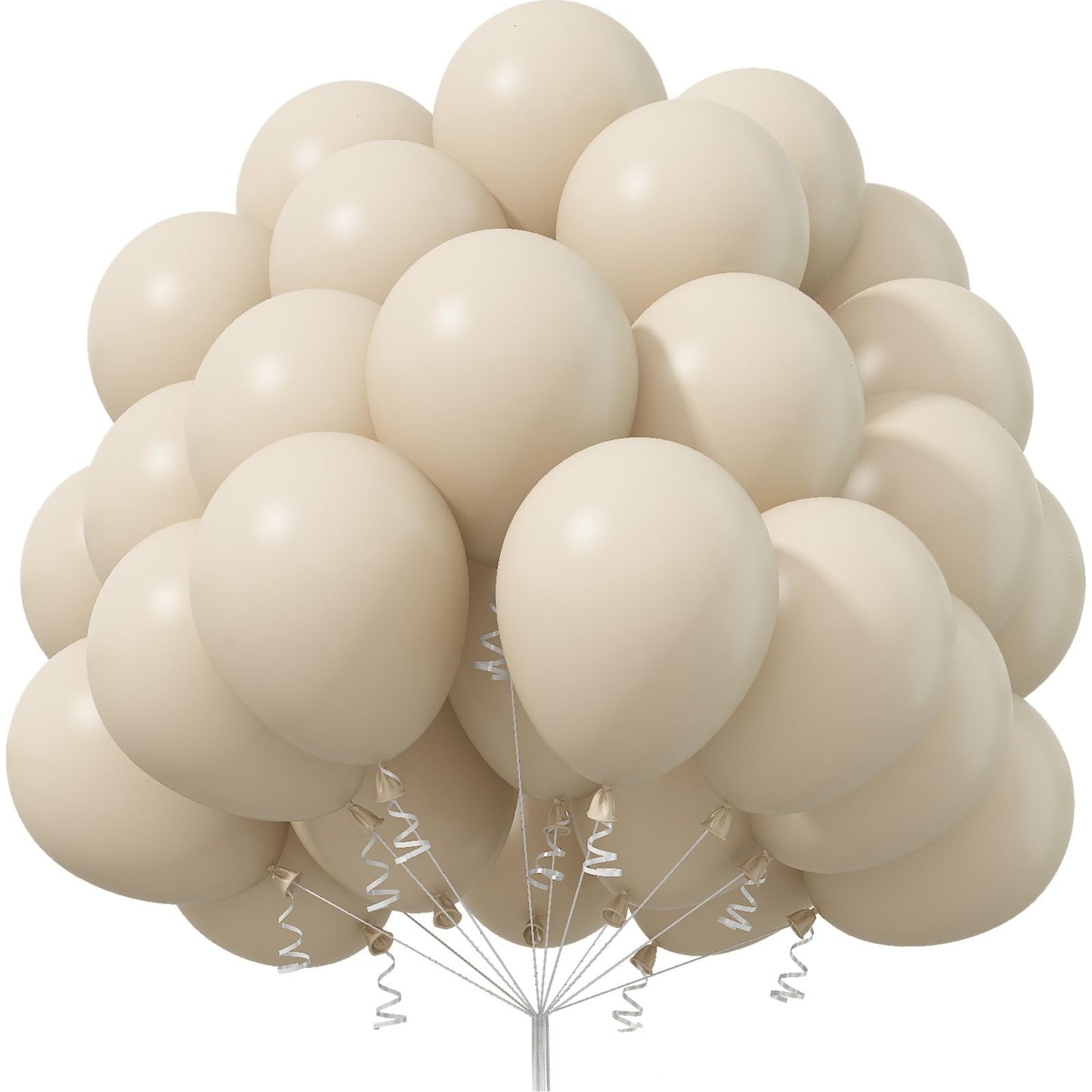 Jobkoo Sand White Balloons 12 Inch, 50Pcs Beige Balloon Boho White Latex Cream Balloons Matte Retro Off White Sand Neutral Heliu