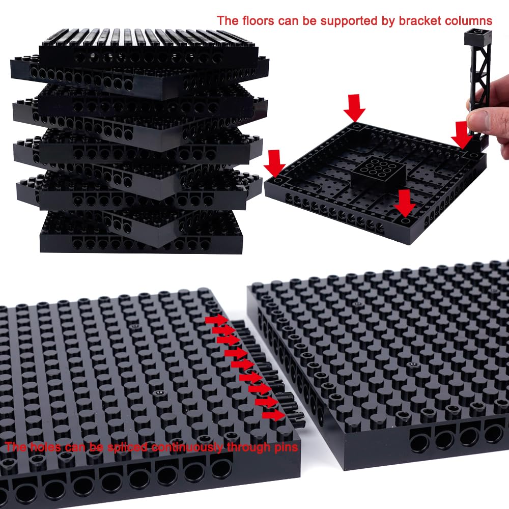 Wsryltch Brick 16X16 Plate 1/3 With Holes,Pins Suppor Pillar Accessories Pack,Pixel Art Painting Base Classic Building Block Bul