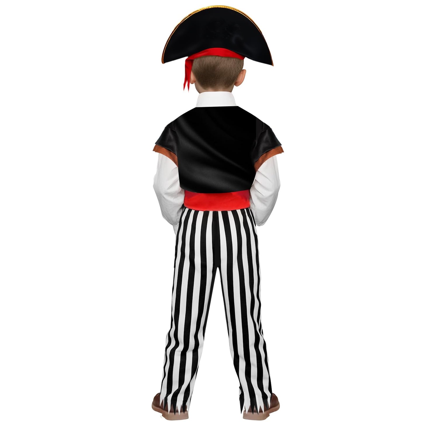 YPFonetoy Boys Pirate Costume Kids Set - Deluxe 10-Piece Pirate Outfit with Eye Patch  Hat & Accessories for Halloween (M(5-6 years))