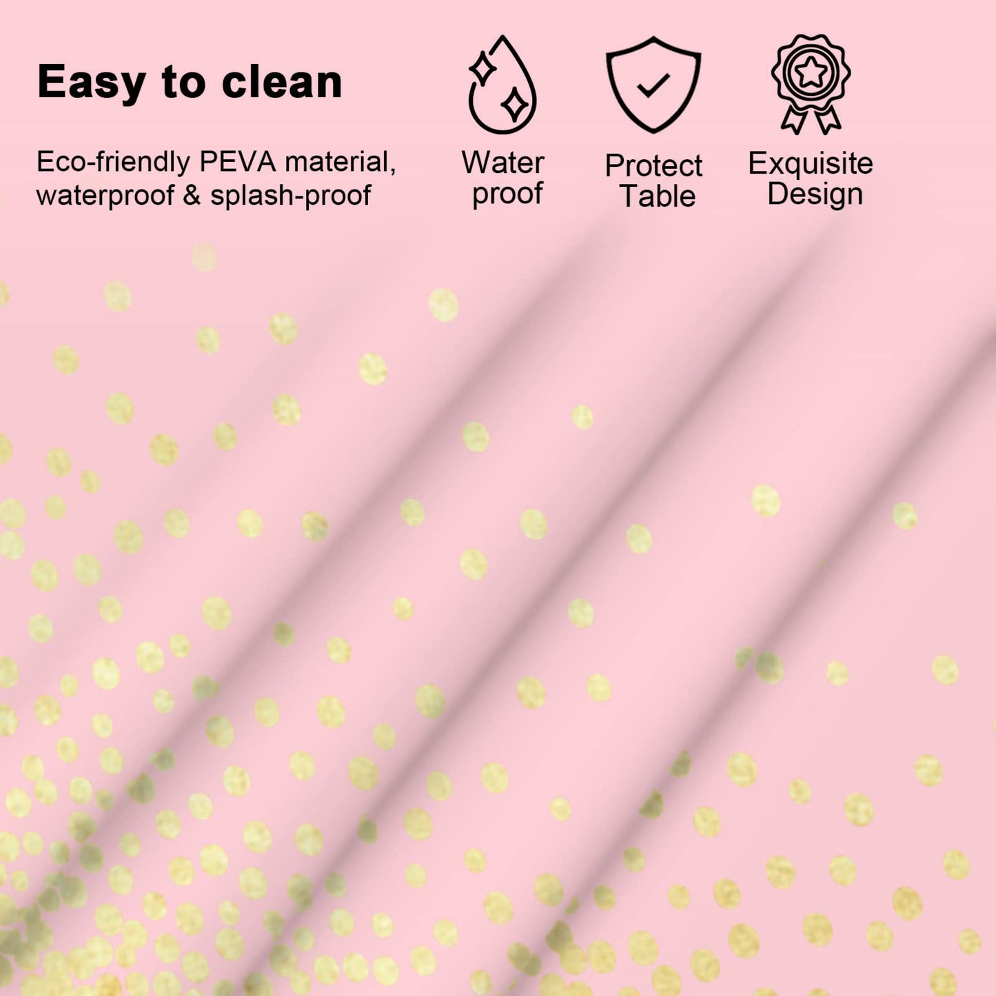 Mulbozy 2 Pcs Pink Tablecloth 54   108  Gold Dot Pink Table Cloth, Pink Disposable Plastic Tablecover for Birthday, Baby Shower,