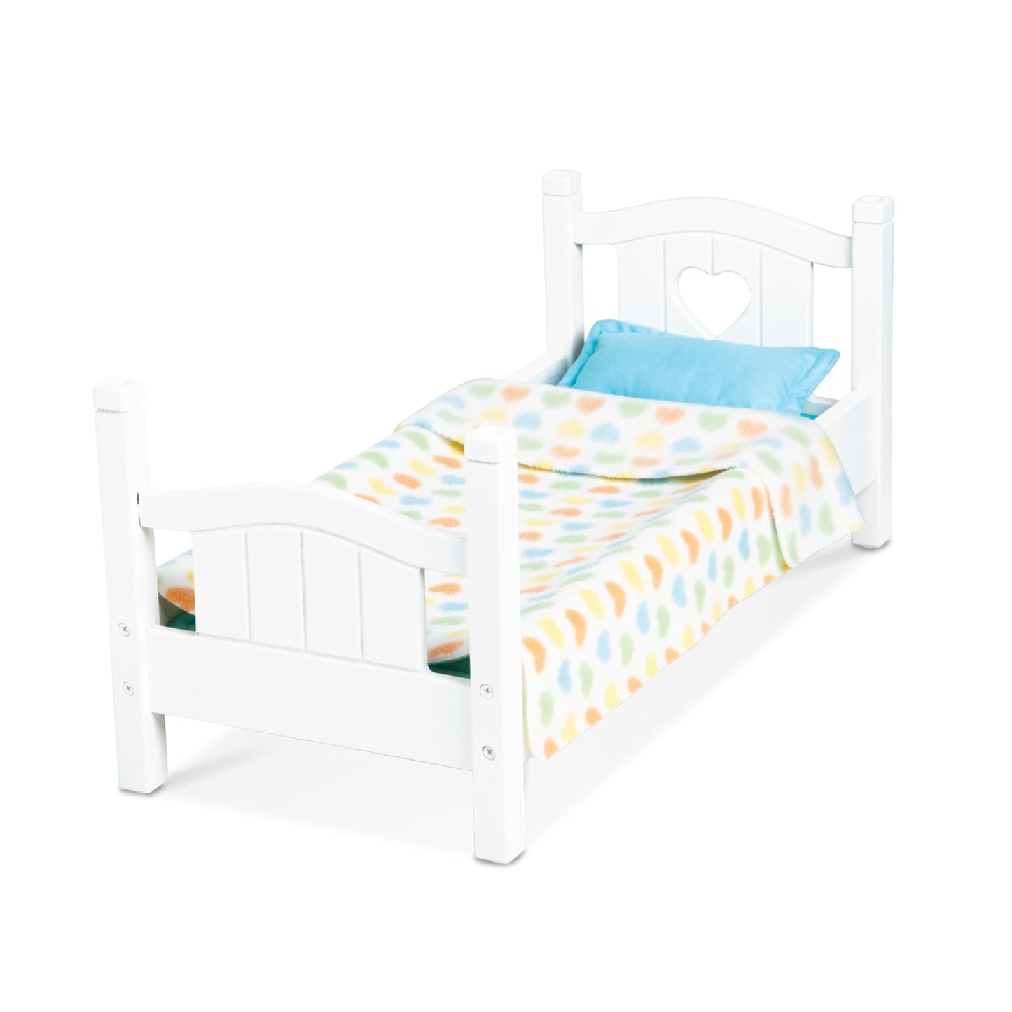 Melissa & Doug Mine To Love Wooden Play Bed For Dolls, Stuffed Animals - White (8.7   H X 9.1   W X 20.7   L Assembled)