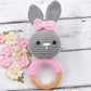 Love Crochet Art Animal Shape Crochet Rattle Cum Soft Toy For Infant, Kids & Babies, Early Age Gift Toys (Bunny Rabbit  Gray)