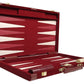 Deluxe Attache Backgammon Set - 15'' Medium Size Classic Maroon Board Game - Luxurious Velour Case
