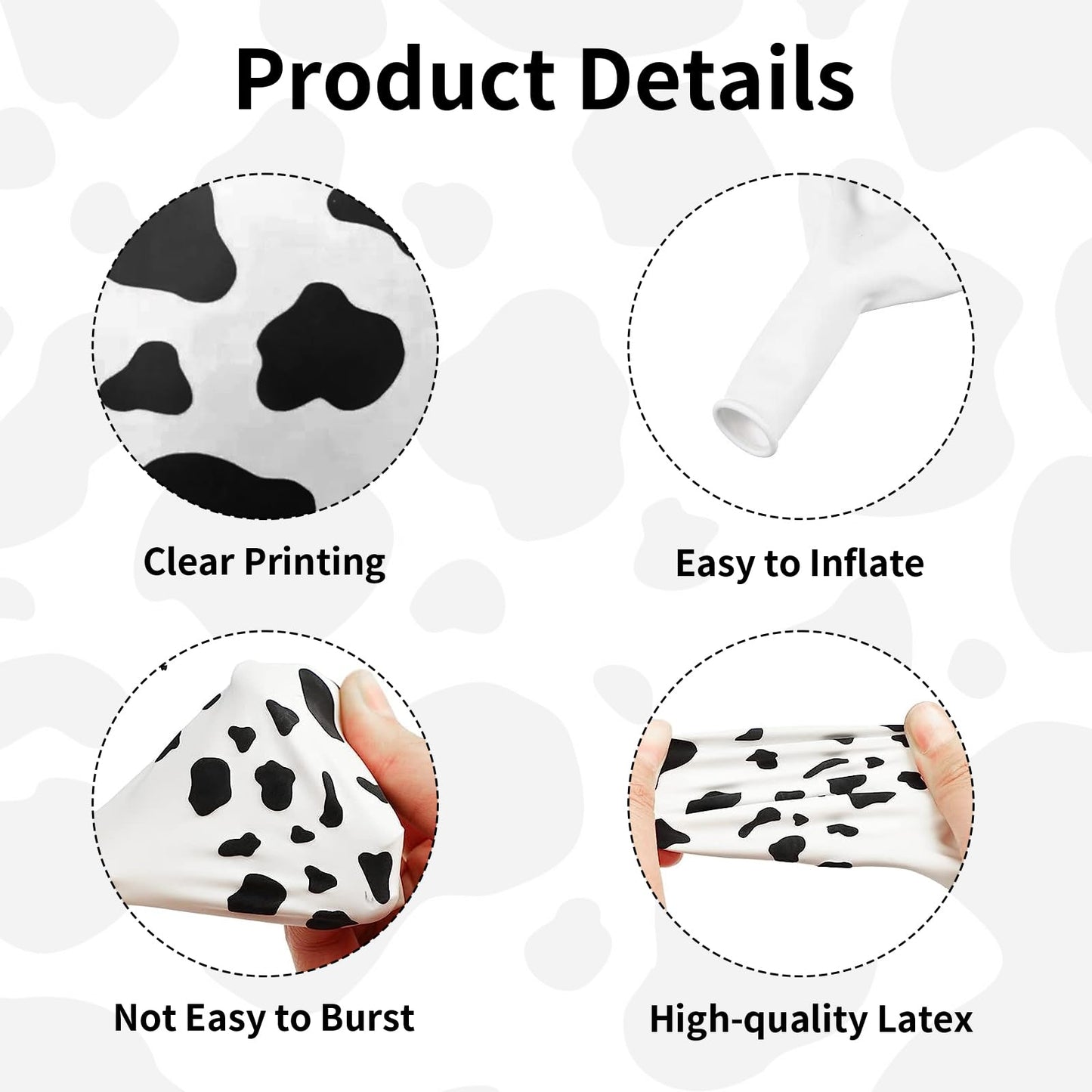 Baipian Cow Balloons, 60 Pcs Cow Print Balloons, 12 Inch Funny Farm Animal Balloons Latex Balloons Helium For Children Yard Farm