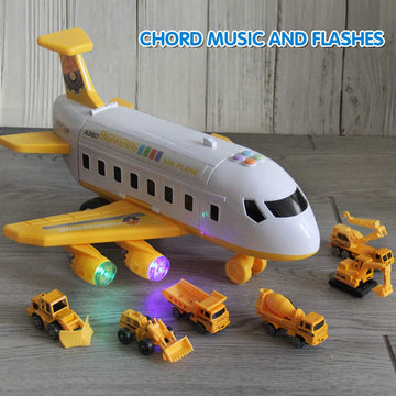 25 Pack Transport Construction Airplane Toy Play Vehicles Set for Kids Gifts, with 6 Construction Die-cast Toy Truck, 11 Road Si