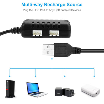 Crazepony 2-in-1 USB Balance Charger Cable 1A with XH-3P Connector Plug for 2S 7.4V LiPo Battery RC Car Boat Rock Crawler FPV Dr