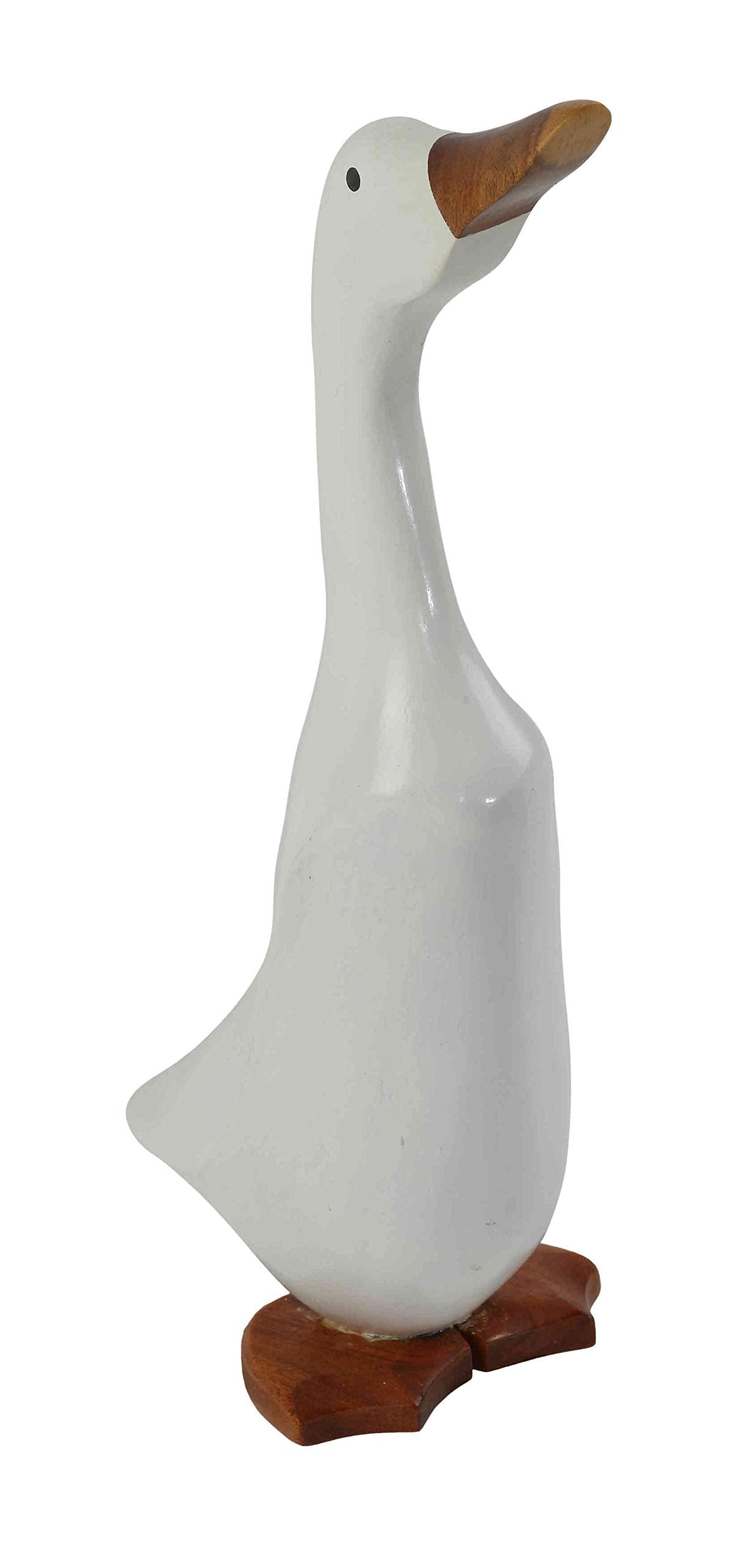 Bare Decor Albert The Duck, Hand Carved And Painted White, Bamboo Root Figurine, 15''